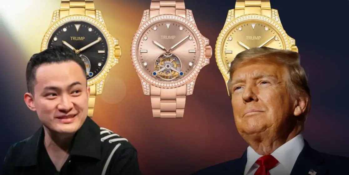 جاستین سان، بنیانگذار ترون، ساعت طلای ترامپ را بهعنوان دارنده اصلی توکن $TRUMP دریافت کرد!
